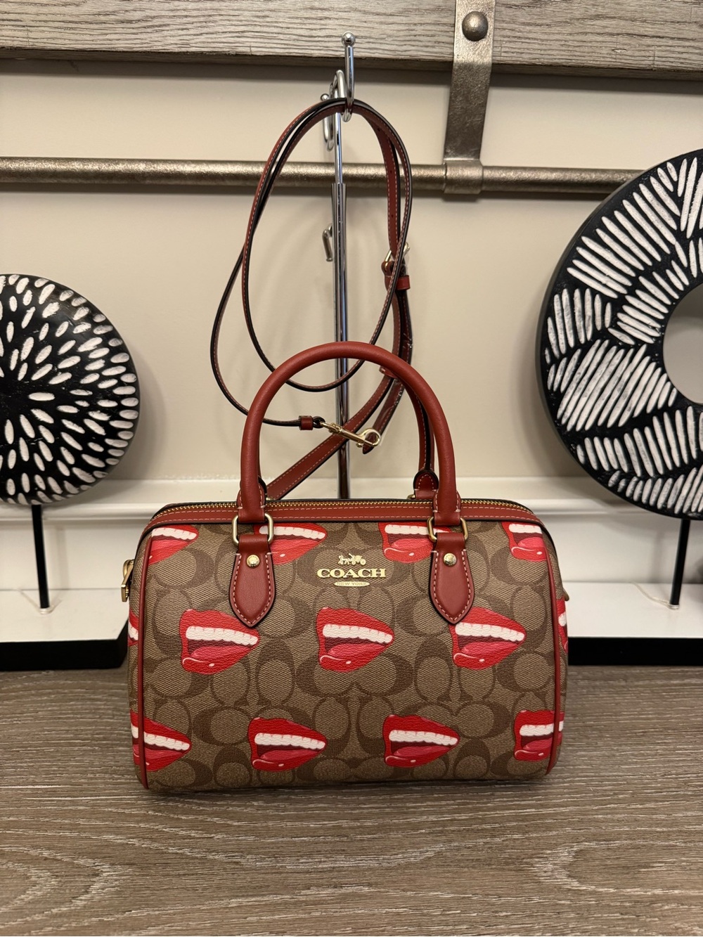Coach x Tom Wesselmann Rowan Satchel with lip motif print